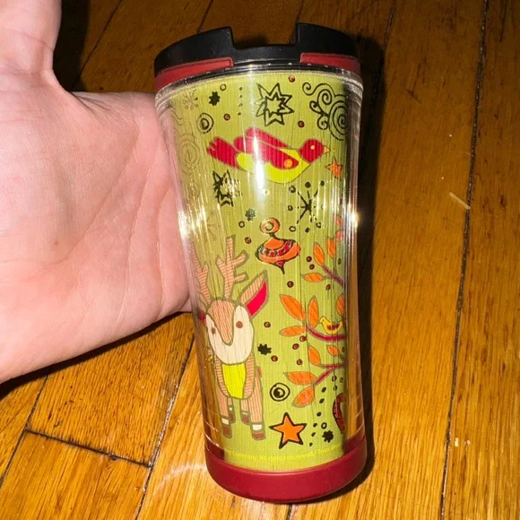 Starbucks 2007 Holiday 8oz Child Travel Tumbler Mug Cup Reindeer Forest - Picture 2 of 5